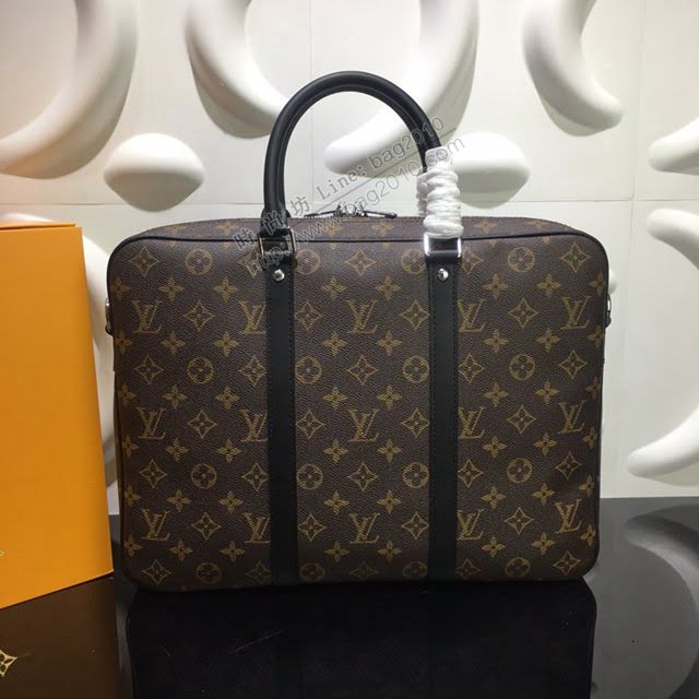 lv新款包包 路易威登Porte-Documents Voyage小號公事包 Damier Graphite格紋帆布 lv時尚商務男士公事包  ydh3899